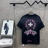 Chrome Hearts T-shirt Backside Gold Stamped Sanskrit Letters logo round Neck Short Sleeve25ss New Pure Cotton Unisex Style T T-shirt OS Loose Fit Base Shirt Half Sleeve T-Shirt Top Half Sleeve