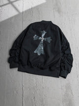 Chrome Hearts Jackets Cross Leather Silver Jewelry Heavy Industry Flight Suit Baseball Jacket Casual Loose Versatile Stand Collar Jacket Sportswear os Unisex Style24ss Autumn and Winter New Products