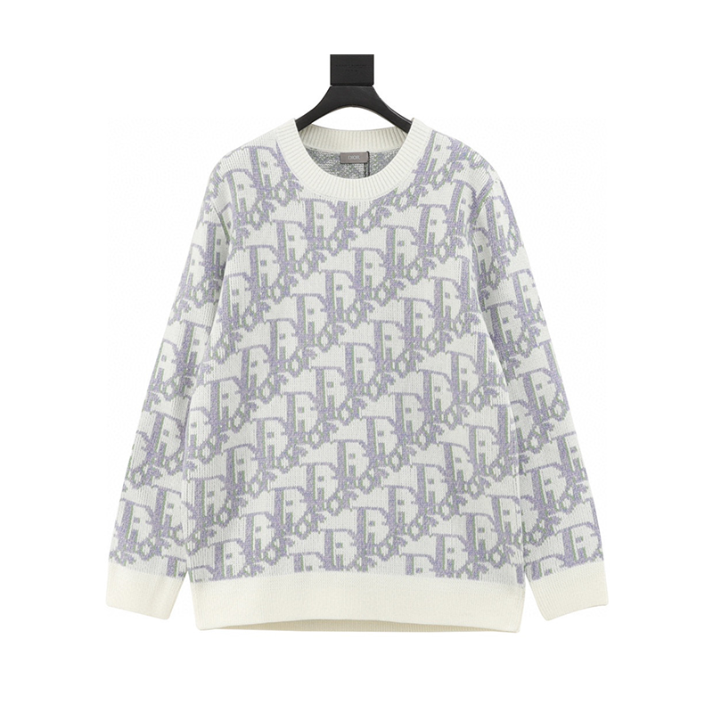 Dior Sweater Full d Printed Jacquard round Neck Sweater for Men and Women