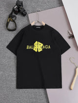 Balenciaga T-shirt 3D Embroidered Color-Block Patchwork Round Neck Short Sleeve25ss New Pure Cotton Unisex Style T Casual T-Shirt Base Layer Shirt OS Loose design