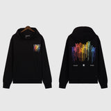 Amiri Hoodie 2024Autumn and Winter New OW Rainbow Letter Pattern Pullover Hoodie for Men and Women