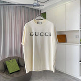 Gucci T-shirt Gradient Print on the Chest logo round Neck Short Sleeve25ss New Pure Cotton Unisex Style T T-shirt OS Loose Fit Base Shirt Short Sleeve T-Shirt Top