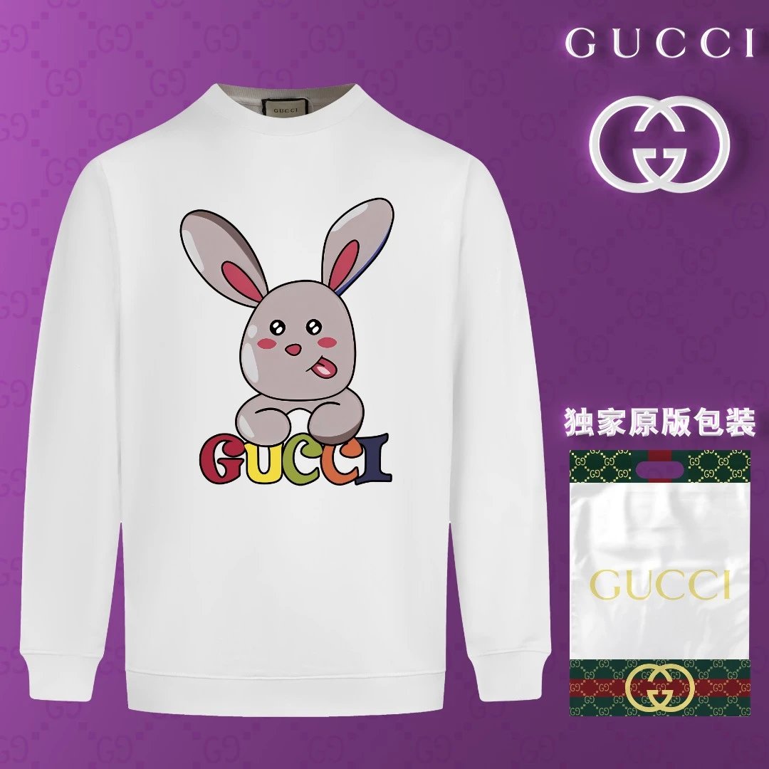 Gucci Hoodie Bunny on Chest logo Round Neck Sweatshirt Jacket Pullover Long Sleeve OS Loose Fit Base Shirt Top Unisex Sports Casual