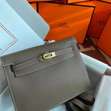 Hermes women's bag Top version 【H Handmade】Women's Bag KellyDanSe22cmevercolor Leather Imported Beeswax Thread Clutch Backpack Waist Bag Shoulder Messenger Bag Gold and Silver Buckle