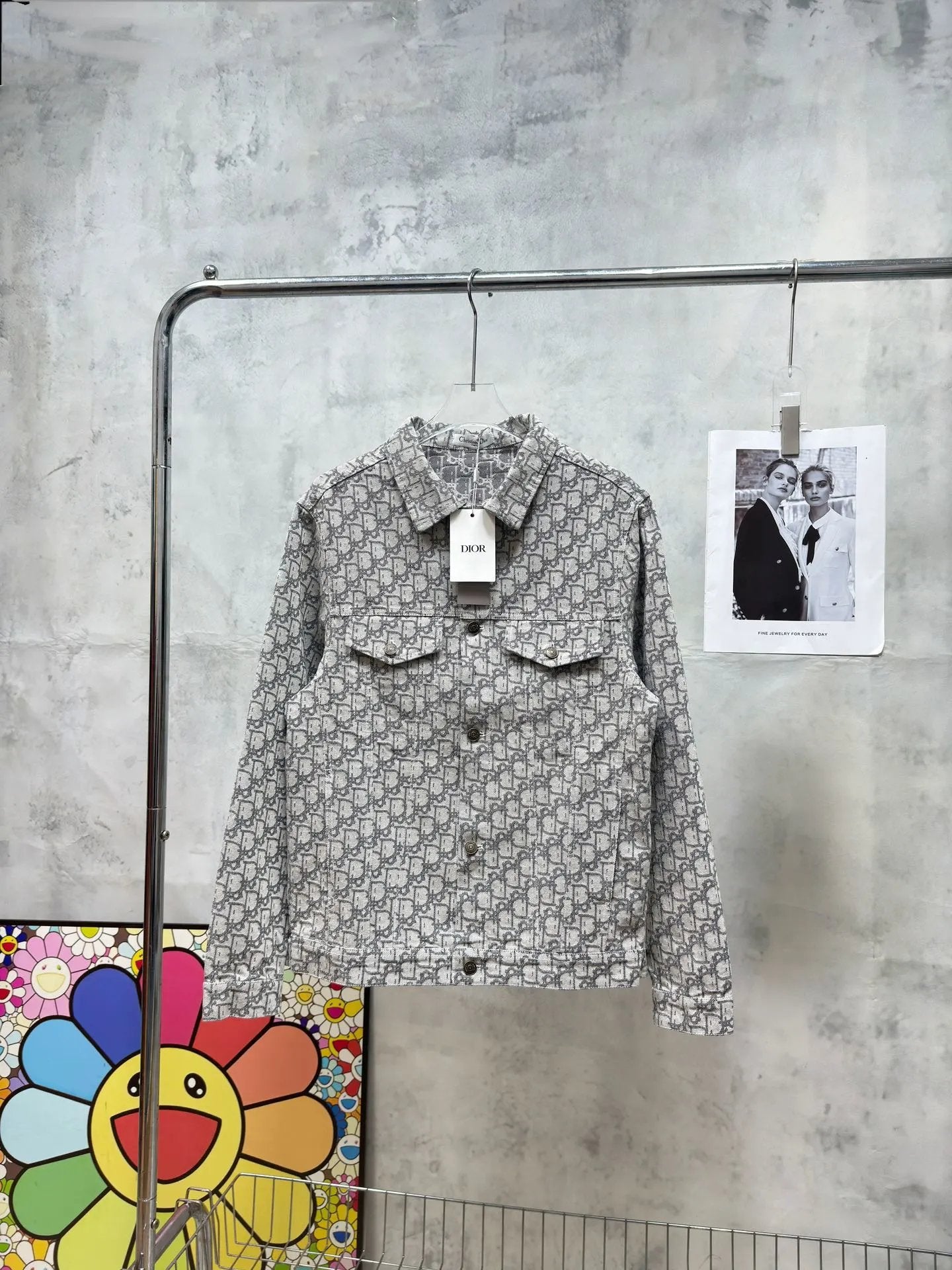 Dior Jackets Classic Dark Pattern Full Print Casual Denim Jacket Unisex Cardigan24ss Autumn and Winter New Products