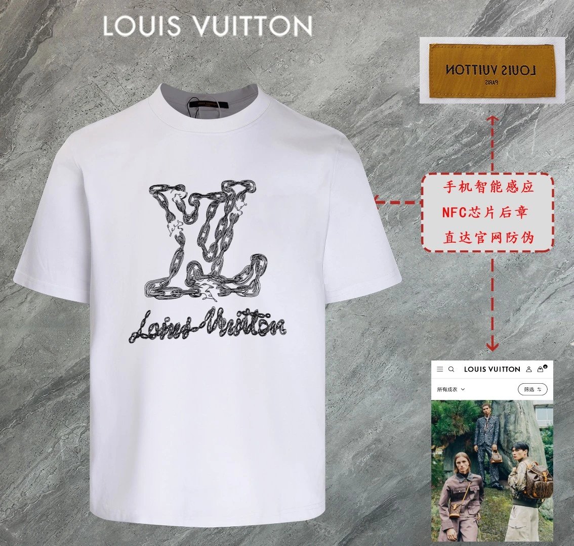 Louis Vuitton LV T-shirt Front Large Brand Letter Print logo round Neck Short Sleeve25ss New pure cotton T Unisex T-Shirt OS Loose Fit Base Shirt Top Half Sleeve T-Shirt