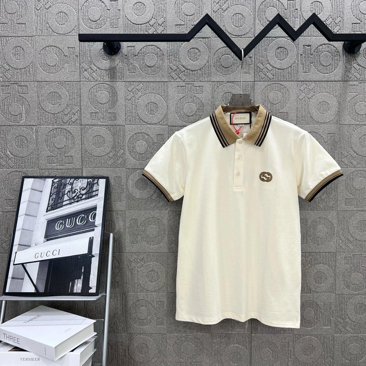 Gucci T-shirt Double-breasted G Embroidery logoPOLO Shirt Lapel Short Sleeve25ss New Unisex Summer Short Sleeve OS Loose T Business Half Sleeve Shirt Plus Size T-Shirt