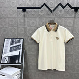 Gucci T-shirt Double-breasted G Embroidery logoPOLO Shirt Lapel Short Sleeve25ss New Unisex Summer Short Sleeve OS Loose T Business Half Sleeve Shirt Plus Size T-Shirt