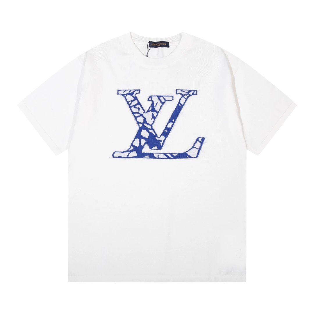 Louis Vuitton LV T-shirt Knitted Top with Large Chest Letters logo round Neck Short Sleeve25ss New pure cotton T Unisex T-Shirt OS Loose Fit Base Shirt Top Half Sleeve T-Shirt
