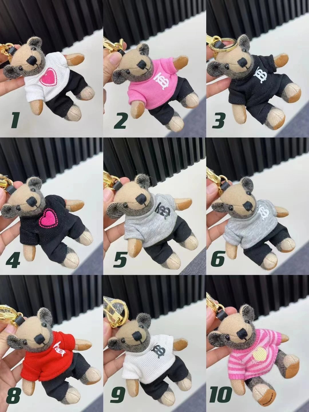 Burberry Women's Bag Top version Latest Thomas Teddy Bear Pendant Soft Plaid Cashmere Fabric with Bow Decoration Exclusive OEM Quality Cashmere Material Backpack Shoulder Bag Pendant Key Car Pendant