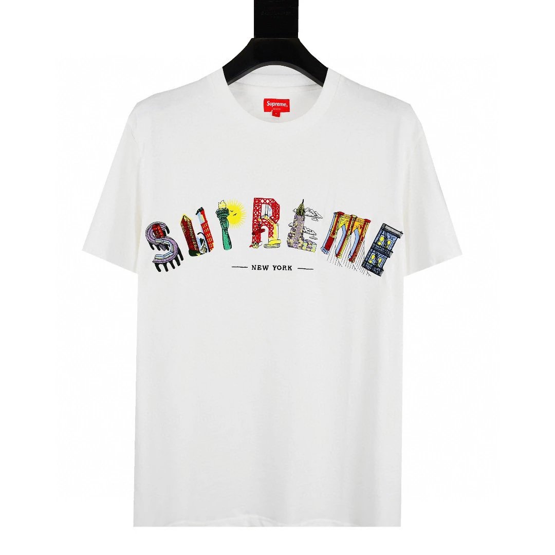 Supreme T-shirt Top Version Short Sleeve T T-shirt Men's Summer Trendy Women's New Loose Half-Sleeve Top Cotton Official Website Flagship