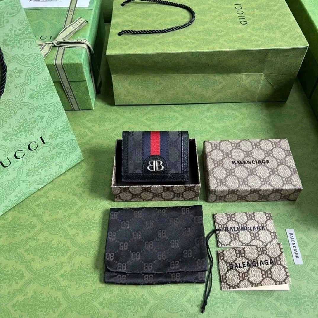 Gucci Wallet Top version 2022New Joint Spring22Clones Clone Series Card Holder Card Holder Wallet Black Brown Canvas Joint Name11cm680385