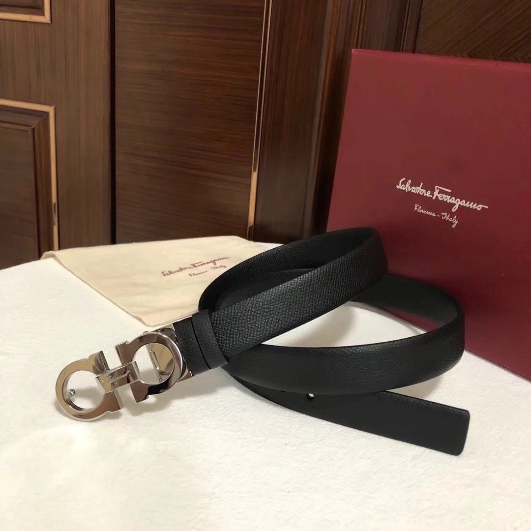 Ferragamo Belt Top version 【Full Package】Women's Belt Width2.5cm with Chip nfc Anti-Counterfeiting Quality Counter Full Set Packaging Italian Double-Sided Cowhide Matching Boutique Brass Buckle Long and Short Belt Women's Pants Belt