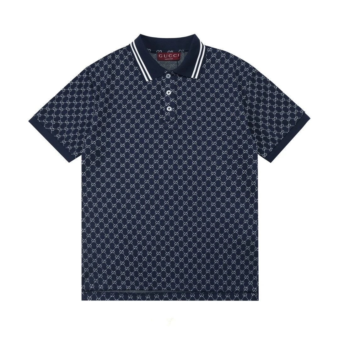 Gucci T-shirt Full Print Double G Letters logo Printing POLO Shirt Lapel Short Sleeve25ss New Unisex Summer Short Sleeve OS Loose T Business Half Sleeve Shirt Plus Size T-Shirt