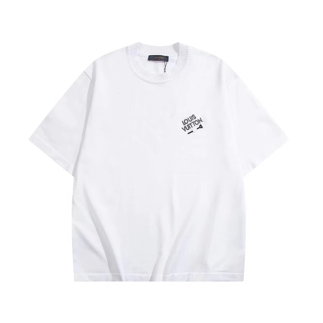 Louis Vuitton LV T-shirt Chest Brand Letter Embroidery logo round Neck Short Sleeve25ss New Pure Cotton Unisex Style T T-shirt OS Loose Fit Base Shirt Half Sleeve T-Shirt Top Half Sleeve