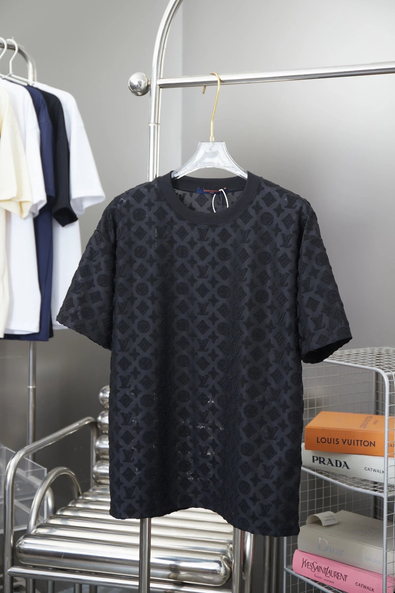 Louis Vuitton LV T-shirt 25SS Early Spring New Classic logo Jacquard Full Print Round Neck Short Sleeve Pure Cotton Unisex T T-shirt OS Loose Fit Base Shirt Short Sleeve Top T-Shirt