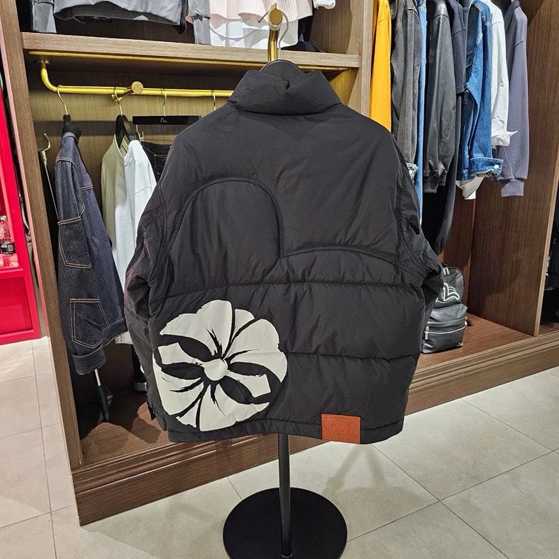 Evisu Down Jacket Top Version Coat for Men2024Autumn and Winter Small M Home Flower Leisure Loose and Warm Couple down Jacket Female