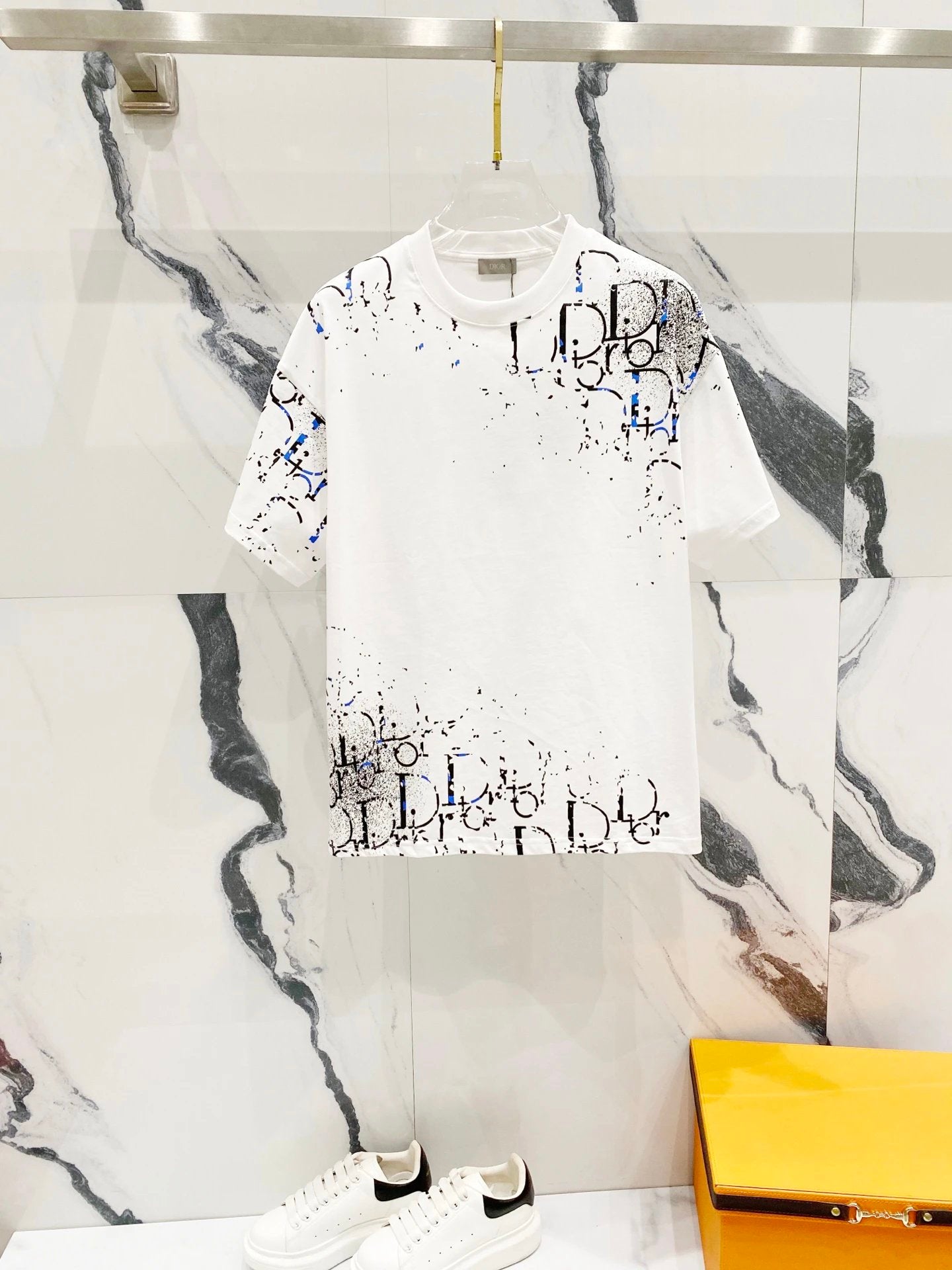 Dior T-shirt Front Starry Sky Ink Splash Letter Print logo round Neck Short Sleeve25ss New pure cotton T Unisex T-Shirt OS Drop Shoulder Loose Fit Base Shirt Top T-Shirt Short Sleeve