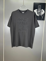 LOEWE T-shirt Exquisite Letter Embroidery on the Chest logo round Neck Short Sleeve25ss New pure cotton T Unisex T-Shirt OS Drop Shoulder Loose Fit Base Shirt Top T-Shirt Short Sleeve