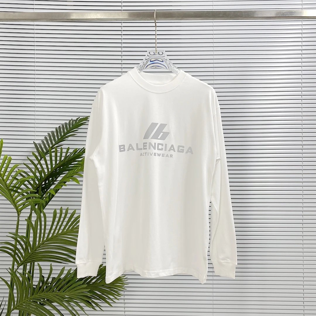 Balenciaga Hoodie Reflective Printing logo Long Sleeve T Sweatshirt Crew Neck Long Sleeve Base Shirt Jacket Top Fashion Unisex Sports Casual Loose Fit Versatile Autumn Winter New Arrival