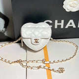 Chanel Women's Bag Top version 【**Original Order】2022Early Spring Series Women's Heart Bag Large Heart Bag Black White Messenger Bag Chain Bag Shoulder Bag Stylish Bag Women's Bag Home Heart Bag Heart Bag