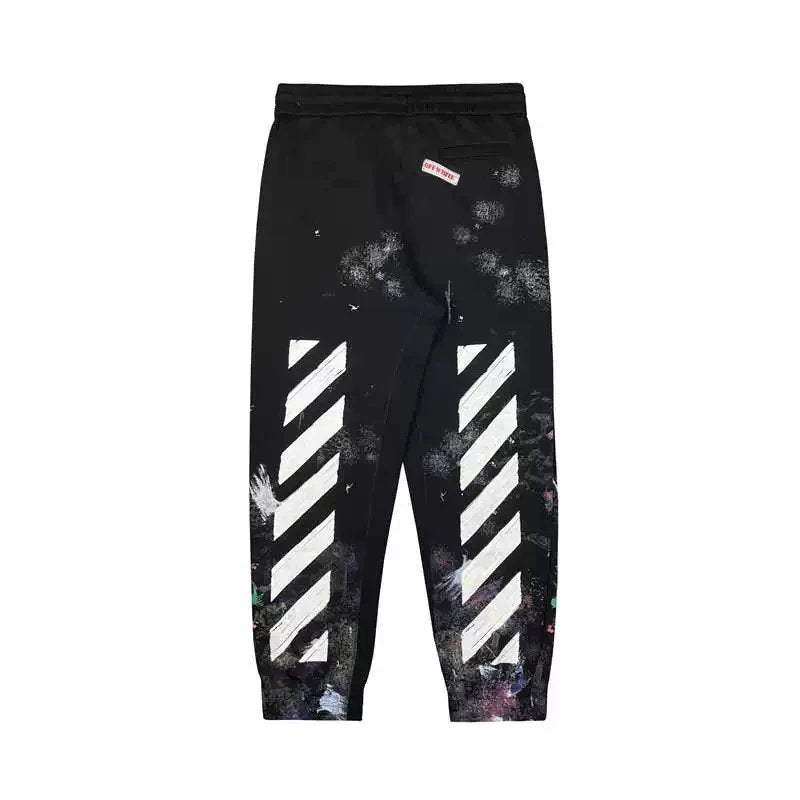 OFF-White Sweatpants Top After Checking the Starry Sky Splash-Ink Fireworks Trousers Men's and Women's Sweatpants Pants Pure Cotton Spring and Autumn