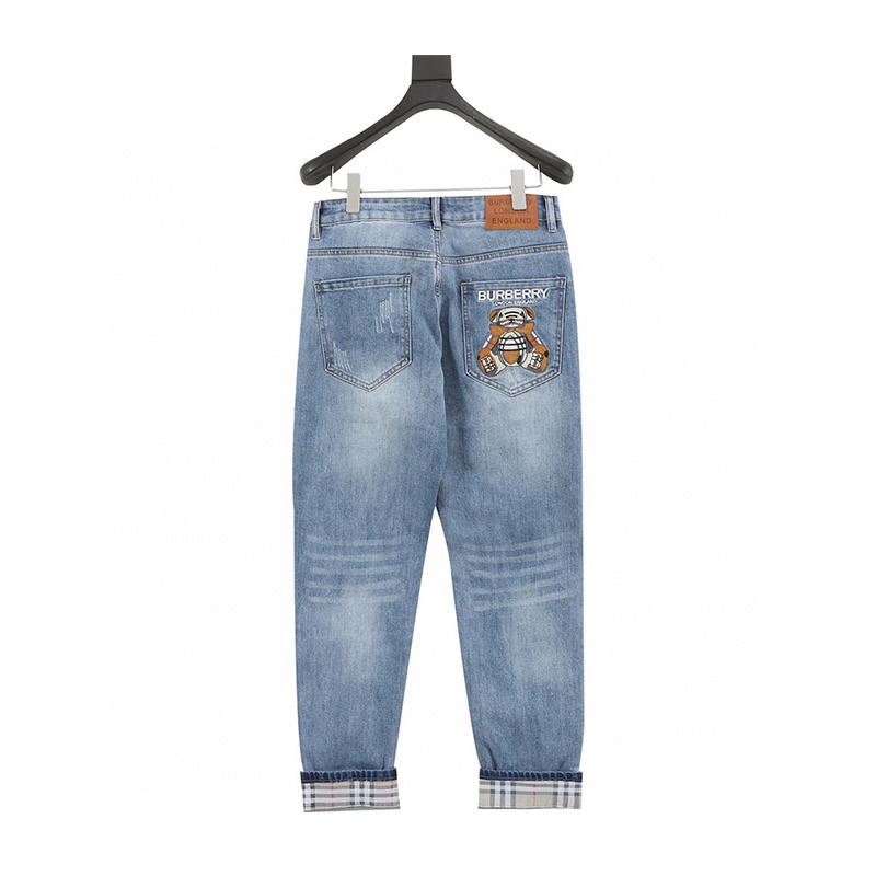 Burberry Jeans Behind Bear Embroidery LOGO Jeans for Men and Women