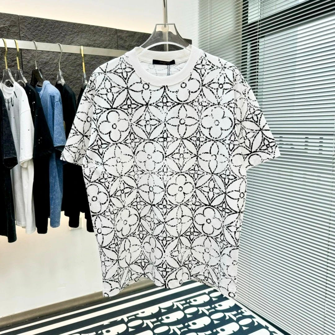 Louis Vuitton LV T-shirt 25ss New Pure Cotton Unisex Style T T-shirt OS Loose Fit Base Shirt B Short Sleeve T-Shirt