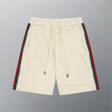 Gucci Shorts Classic Red and Green Ribbon Patchwork Embroidery Double G Letters logo Five-point Shorts25ss New Heavy Drawstring American Style Casual Summer Pants5Two-in-One Casual Sweatpants for Men and Women