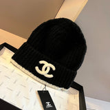 Chanel Hat Casual Hat High Quality Fashion Fashion Brand l Classic Big logo Knitted Woolen Cap New Autumn and Winter Thermal Head Cover Hat Travel Essential