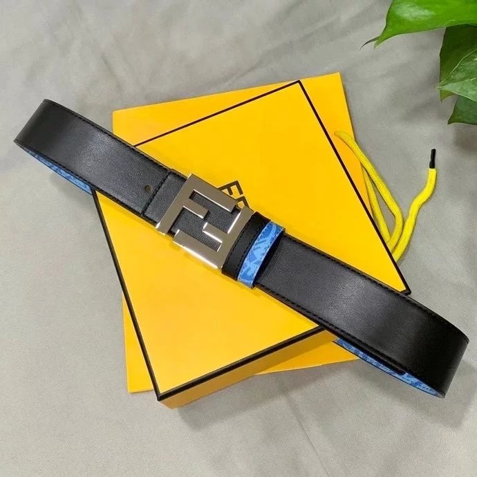 FENDI Belt Top version 【New products in stock】Belt Men's Casual Business First Layer Cowhide Men's Fashion Pants Belt4cm Double-Sided Available