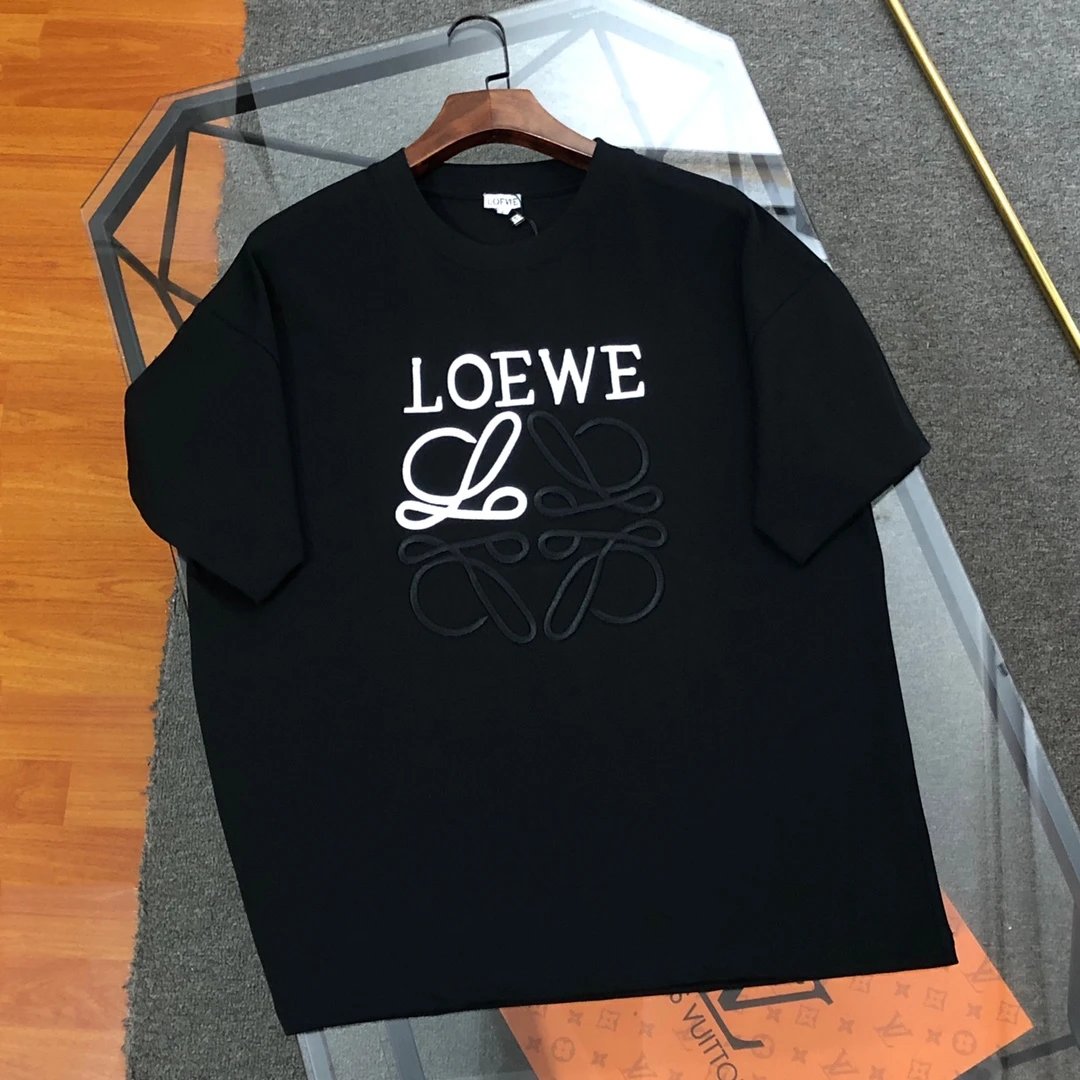 LOEWE T-shirt Chest Gradient Embroidery logo Round neck short-sleeve pure cotton T T-shirt ins Unisex Simple Summer New Casual Base Shirt T-Shirt