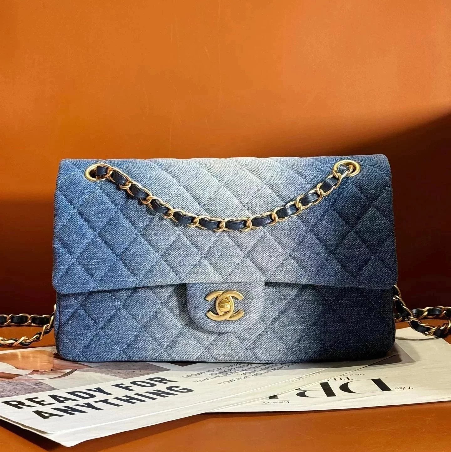 Chanel Women's Bag Top version 【Original Leather Quality】Bag24S Spring and Summer CF Gradient Denim Denim Bag CF Large mini Jean bag CF Denim Flap Bag Chain Bag Shoulder Messenger Bag for Women