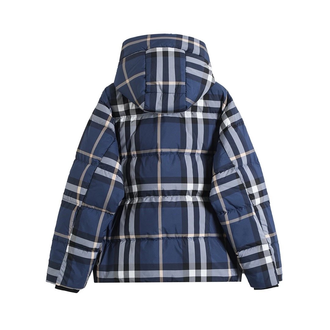 Burberry Down jacket Classic Blue Plaid Hooded Down Jacket400Gram90White Duck Down Thickened Warm Puffer Jacket for Men and Women Same Style24ss New Winter Products