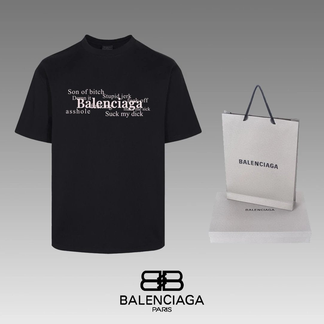 Balenciaga T-shirt Chest Letter Print logo round Neck Short Sleeve25ss New pure cotton T Unisex T-Shirt OS Loose Fit Base Shirt Top Half Sleeve T-Shirt