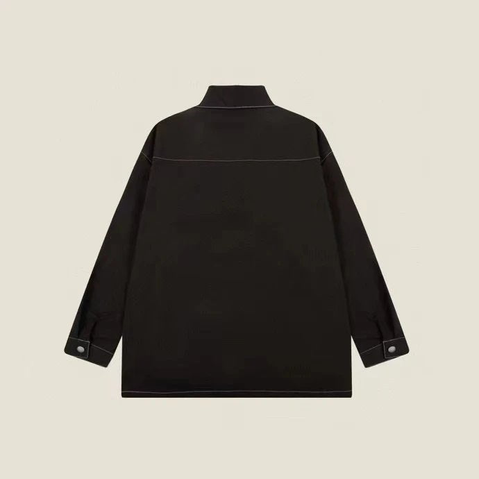 PRADA Jackets Triangle Logo Outline Jacket Coat os Style Turn-down Collar Zipper Cardigan Trench Coat Unisex24ss Autumn and Winter New Products