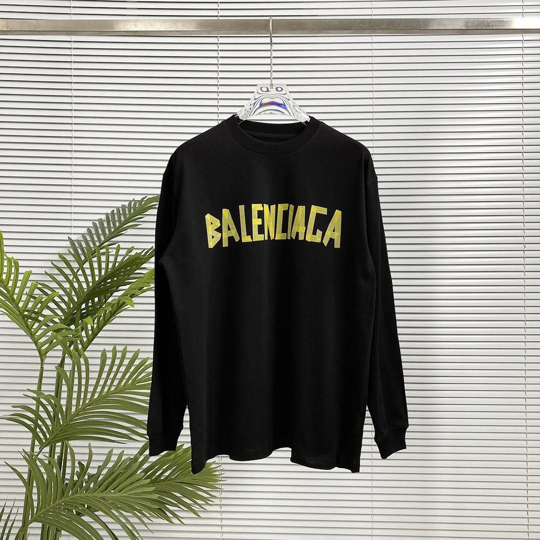 Balenciaga Hoodie New Style Tape Letter Print Long Sleeve T Round Neck Sweatshirt Long Sleeve Base Shirt Jacket Top Fashion Unisex Sports Casual Loose Fit Versatile Autumn Winter New Arrival