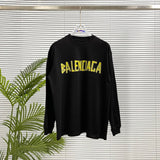 Balenciaga Hoodie New Style Tape Letter Print Long Sleeve T Round Neck Sweatshirt Long Sleeve Base Shirt Jacket Top Fashion Unisex Sports Casual Loose Fit Versatile Autumn Winter New Arrival