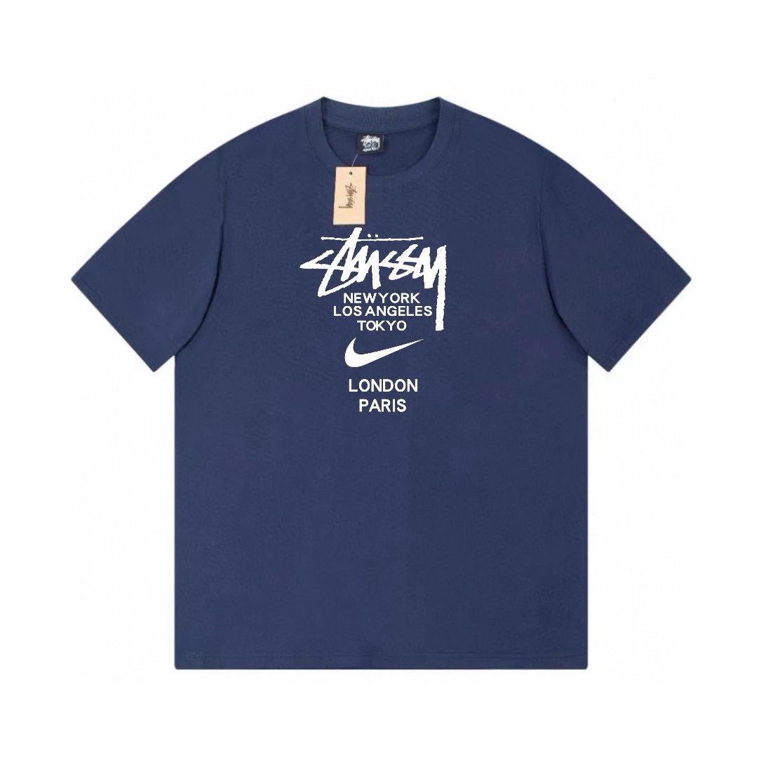 Stussy T-shirt Top Version Joint Short Sleeve T T-shirt Spring and Summer Classic Parade round Neck Half Sleeve Men and Women Couple