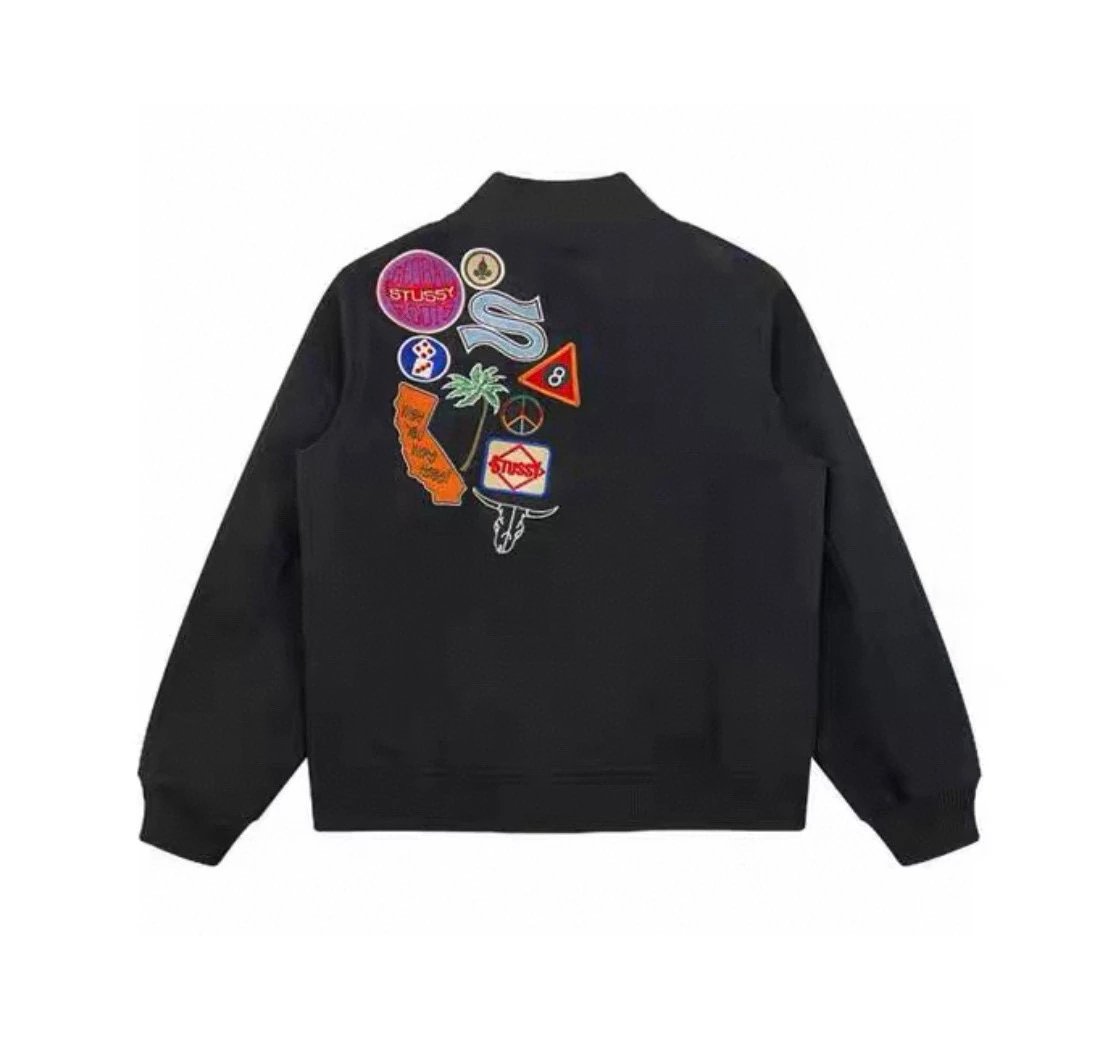 Stussy Jackets Top Version23New Color Patch American Street Embroidered Baseball Uniform Coat Stand Collar