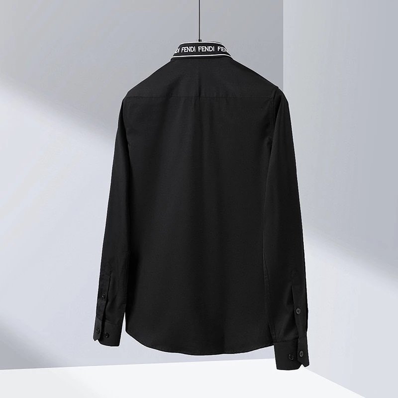 FENDI Shirt Top Version Neckline Tape Men's and Women's Same Casual Shirt Long-Sleeved Top