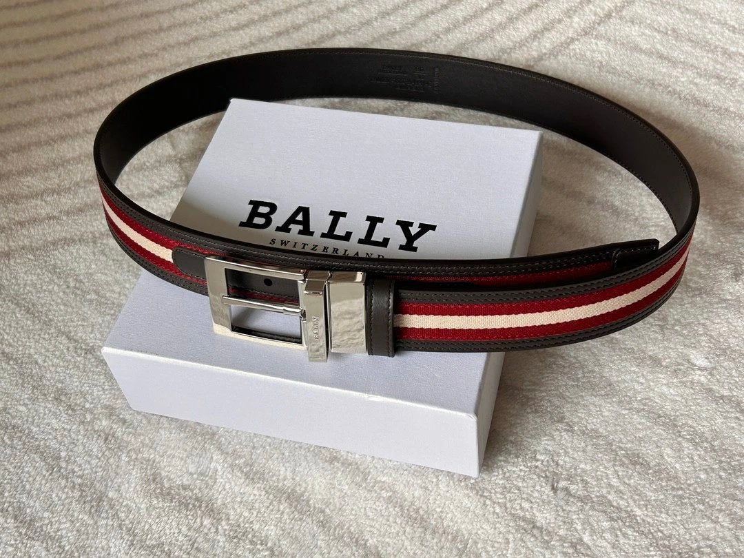 Bally Belt Top version Original Single Belt Counter New Men's Double-Sided Casual Business Belt Wide3.4cm Double-Sided Head Layer Cowhide Belt First Layer Cow Leather Belt Men and Women Business Casual Belt Belt Men's Leather Belt