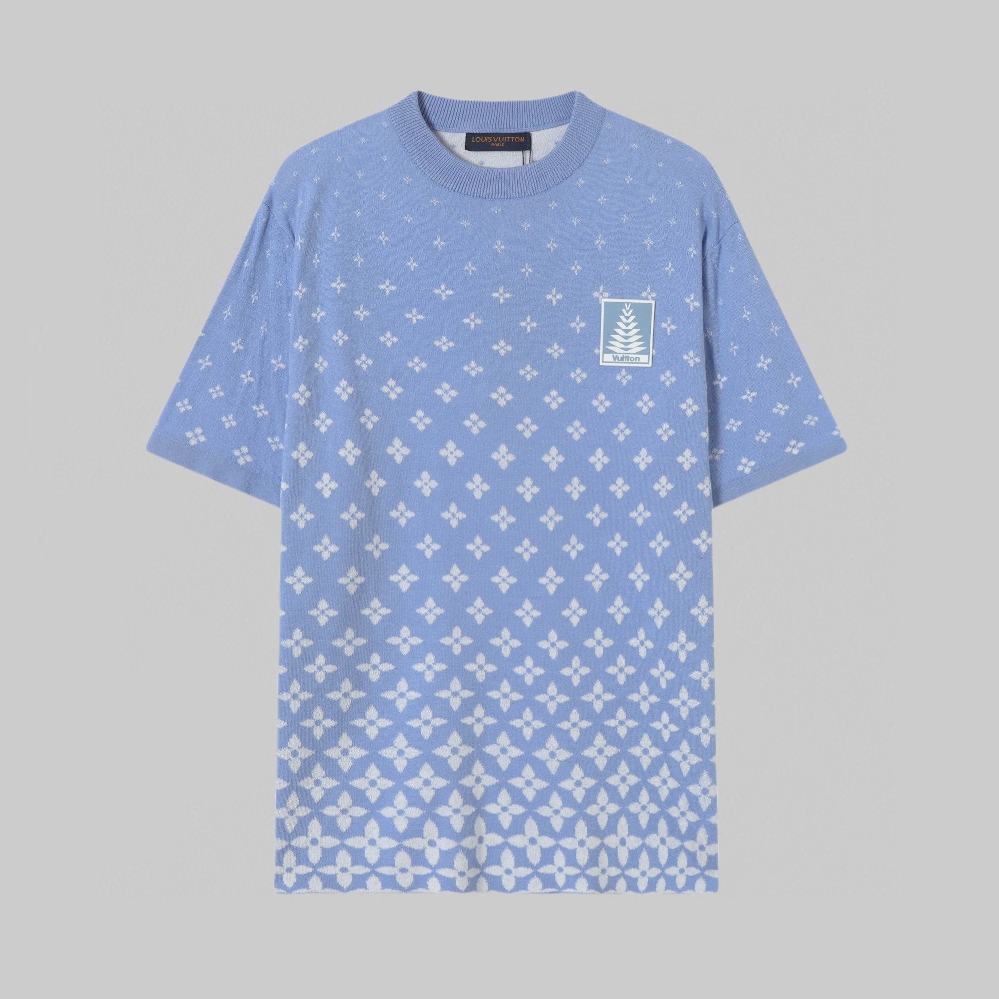 Louis Vuitton LV T-shirt Full Print Jacquard Knit logo round Neck Short Sleeve25ss New Pure Cotton Unisex Style T T-shirt OS Loose Fit Base Shirt Half Sleeve T-Shirt Top Half Sleeve