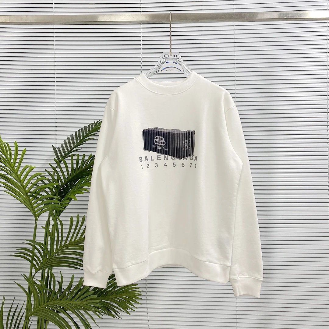 Balenciaga Hoodie Digital Printing logo Round Neck Sweatshirt Long Sleeve Base Shirt Jacket Top Fashion Unisex Sports Casual Loose Fit Versatile Autumn Winter New Arrival