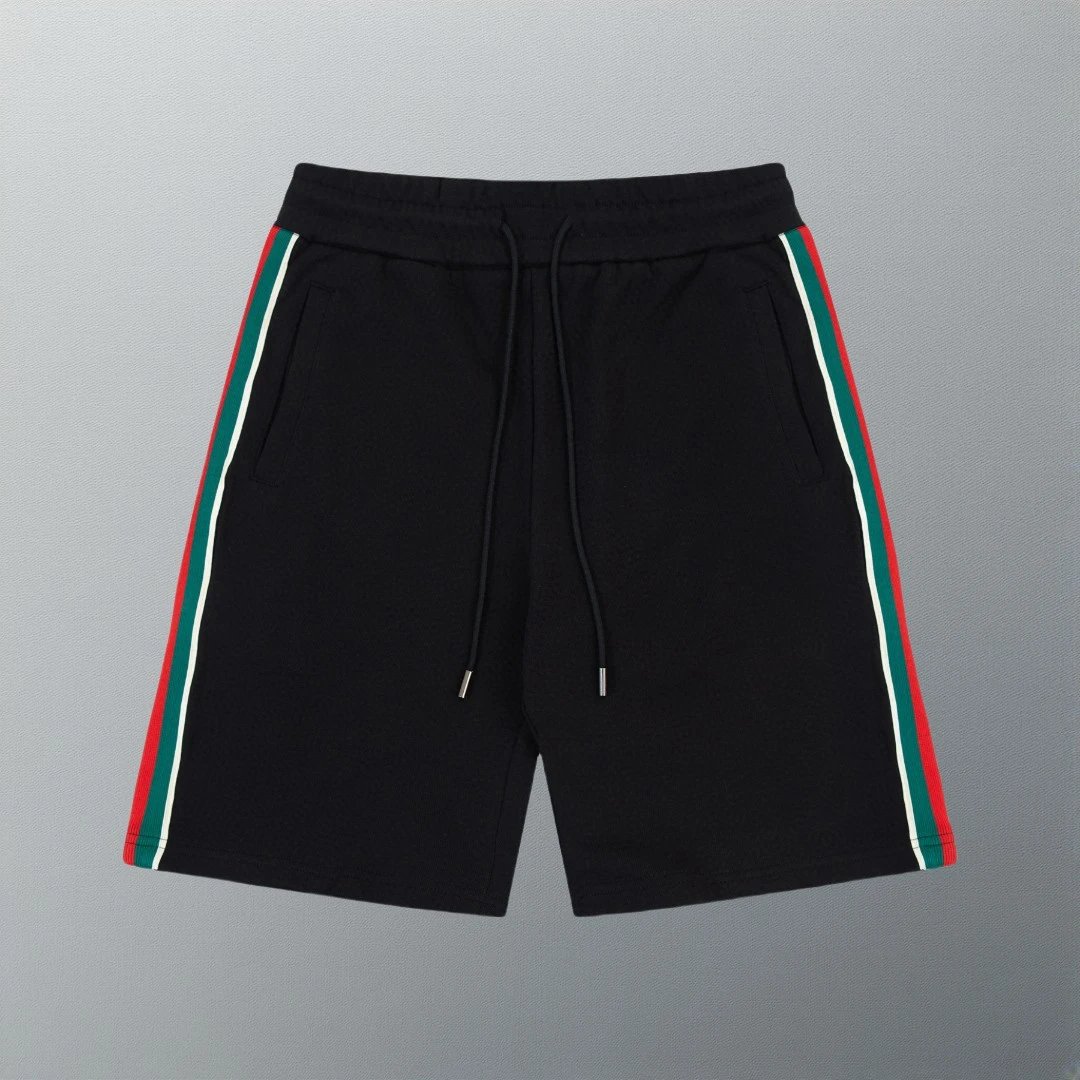 Gucci Shorts Classic Red and Green Ribbon Patchwork Embroidery Double G Letters logo Five-point Shorts25ss New Heavy Drawstring American Style Casual Summer Pants5Two-in-One Casual Sweatpants for Men and Women