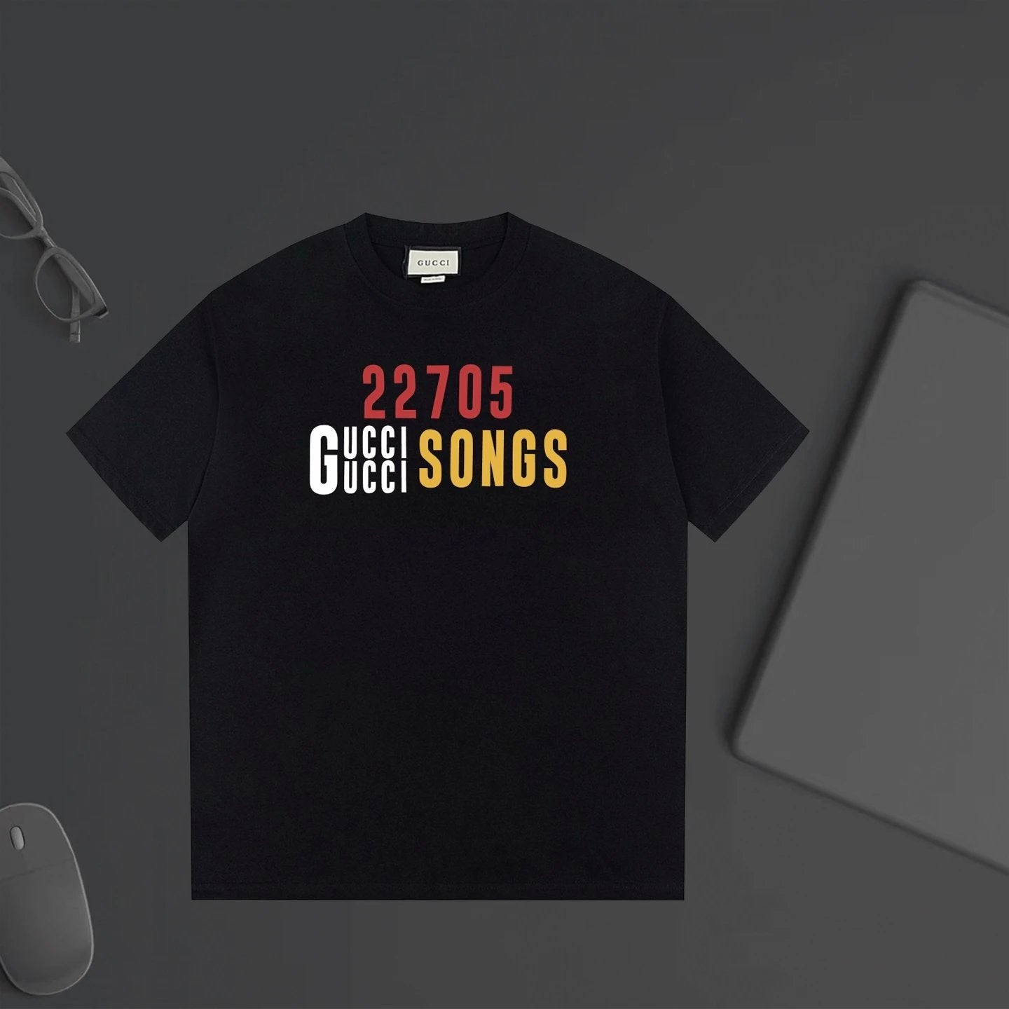 Gucci T-shirt Chest Number and Letter Print logo round Neck Short Sleeve25ss New pure cotton T Unisex T-Shirt OS Loose Fit Base Shirt Top Half Sleeve T-Shirt
