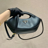 PRADA Bag Top version Latest Enamel Metal Triangle Logo Badge Dumpling Bag outside Imported Calfskin with Imported Lambskin Shoulder Bag Crossbody Bag Underarm Bag Handbag Women's Bag with a Detachable and Adjustable Long Shoulder Strap1BA421