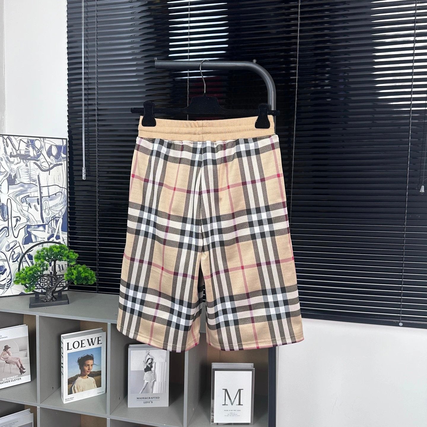 Burberry Shorts Plaid Print logo Five-point Shorts25ss New Drawstring Casual Summer Pants5Two-in-One Casual Sweatpants for Men and Women, Pure Cotton Joggers