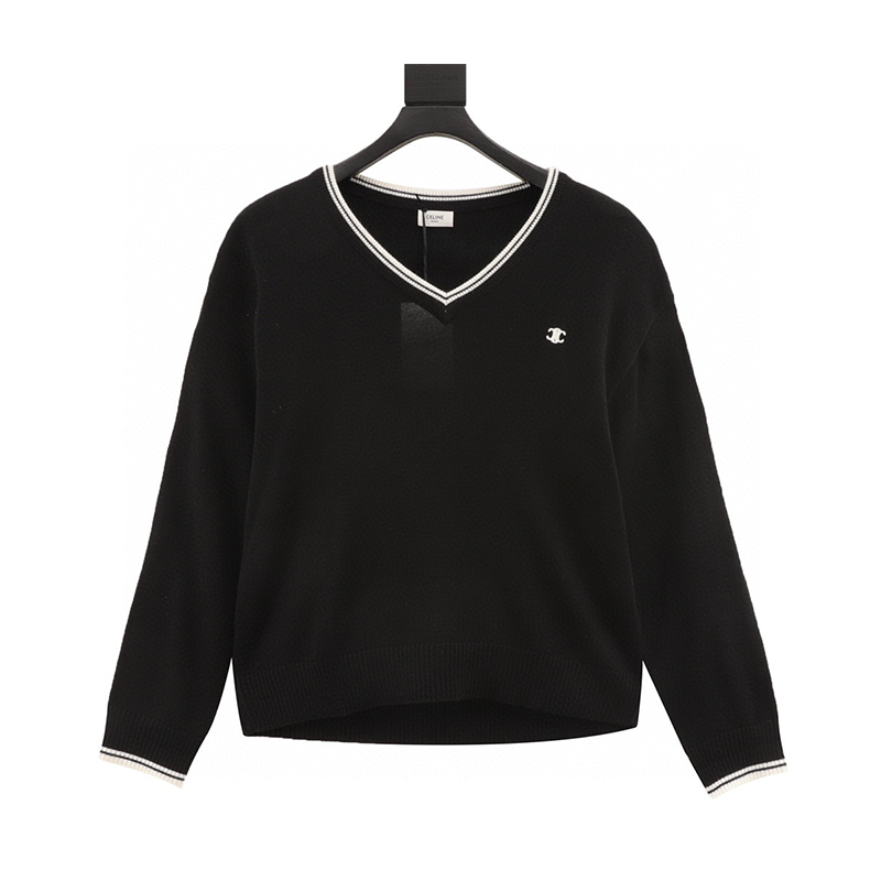 Celine Sweater Arc De Triomphe V Collar Pullover Sweater for Men and Women