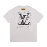 Louis Vuitton LV T-shirt Back with Large Letter Print logo round Neck Short Sleeve25ss New Pure Cotton Unisex Style T T-shirt OS Loose Fit Base Shirt Half Sleeve T-Shirt Top Half Sleeve
